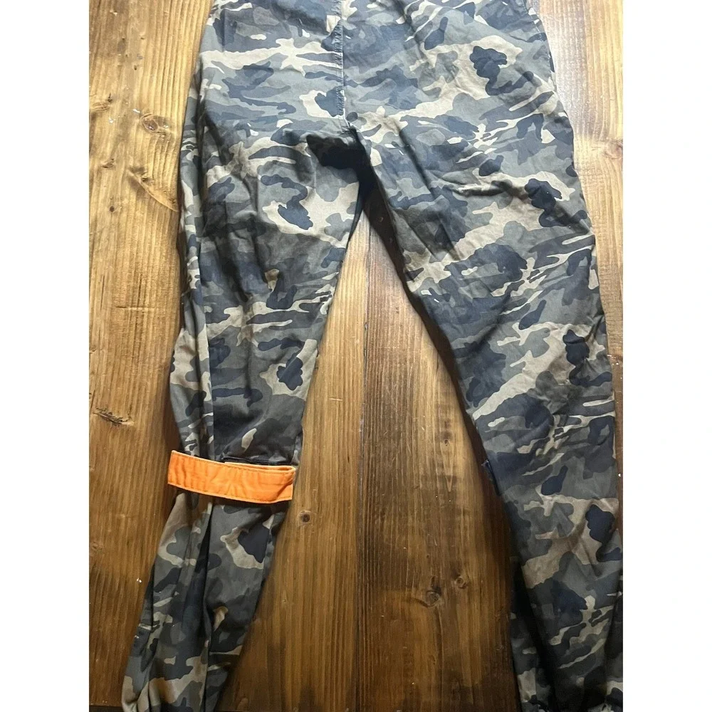 American Bazi Camo Cargo Pants Orange Pocket Zip Detail Jogger Style‎ Size S